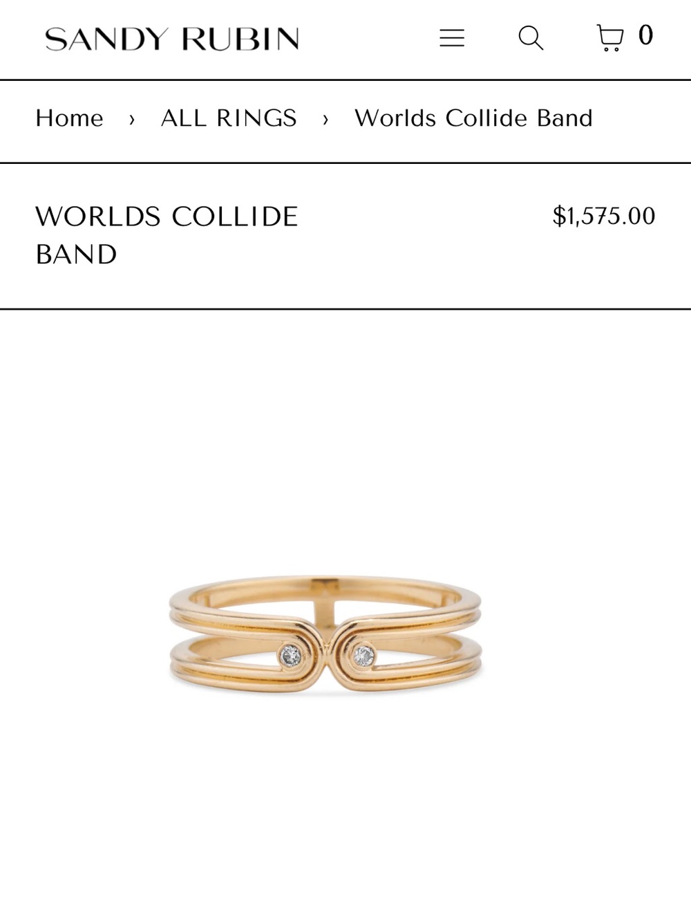 Sandy Rubin Jewelry Size 3.5 14K Yellow Gold Worlds Collide Band - Picture 5 of 5